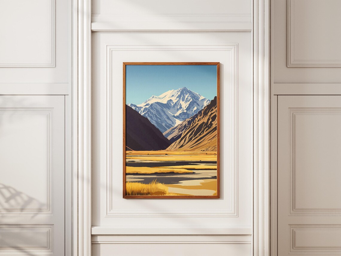 Pamir Mountains Tajikistan Golden Valley Snowcapped Peak Poster - Image 2