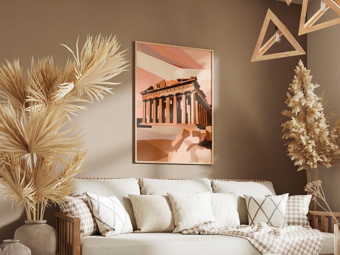 Athens Acropolis Parthenon Terracotta Geometry Travel Poster - Image 3