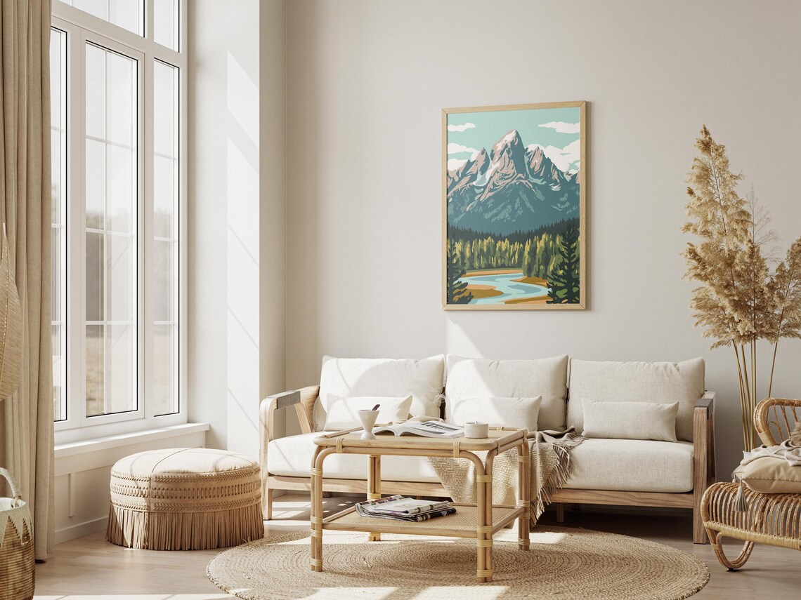 Grand Teton National Park Poster Wyoming Mountain Landscape Travel - Image 3