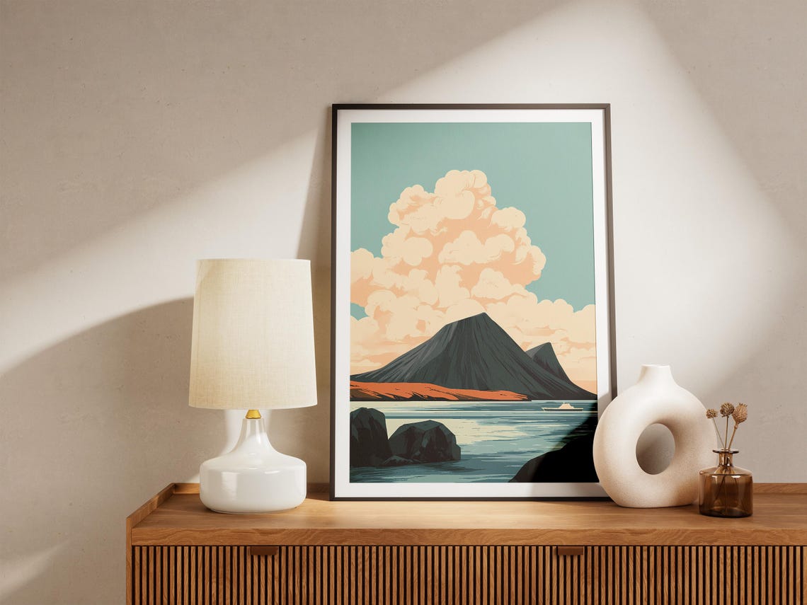 Surtsey Iceland Volcanic Island Cone Sea Dramatic Cloud Poster - Image 5