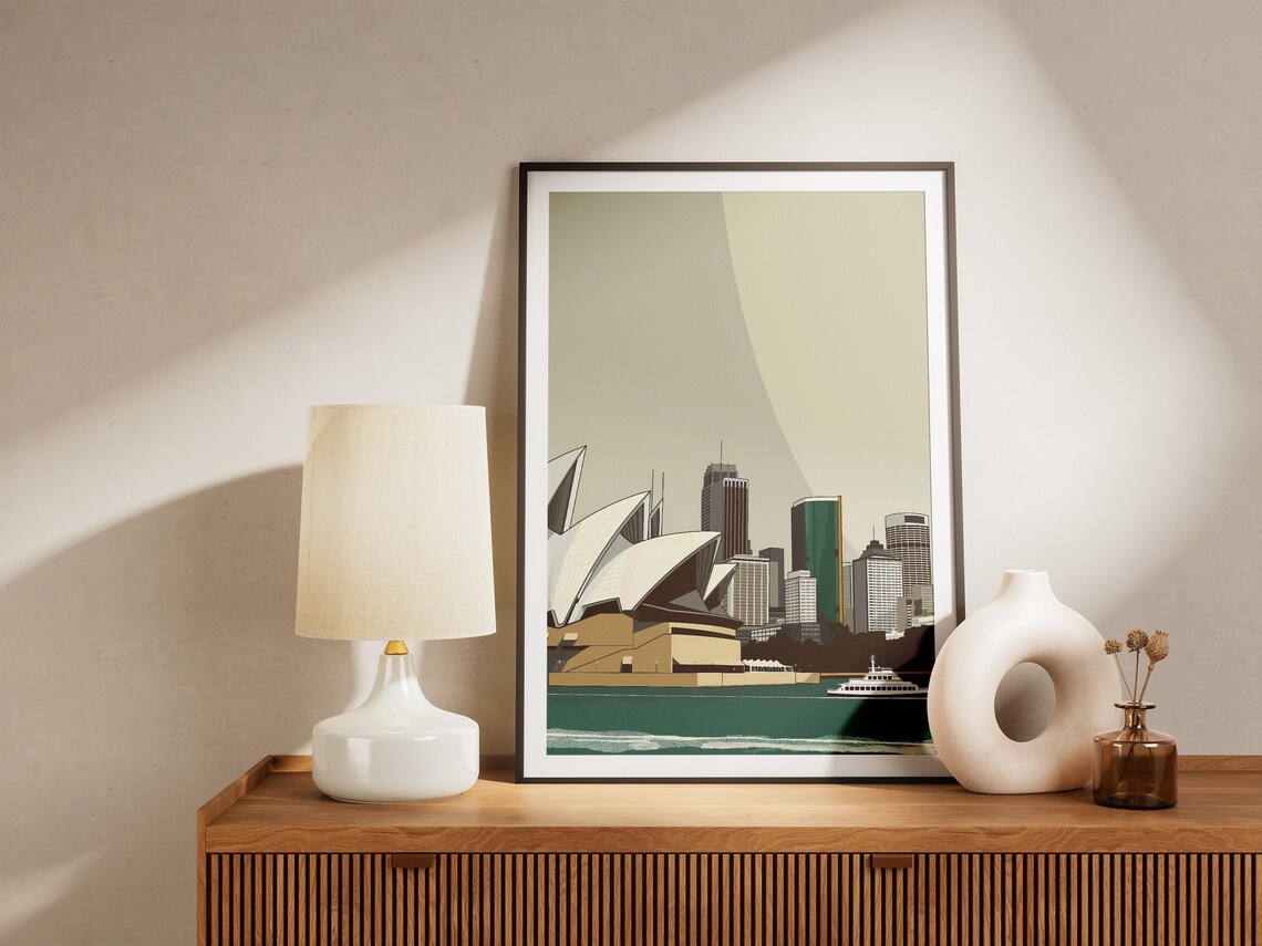 Sydney Opera House Minimalist Cityscape Harbor Travel Art Poster - Image 4