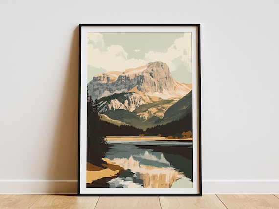 Durmitor National Park Mountain Lake Reflection Scenic Art Poster