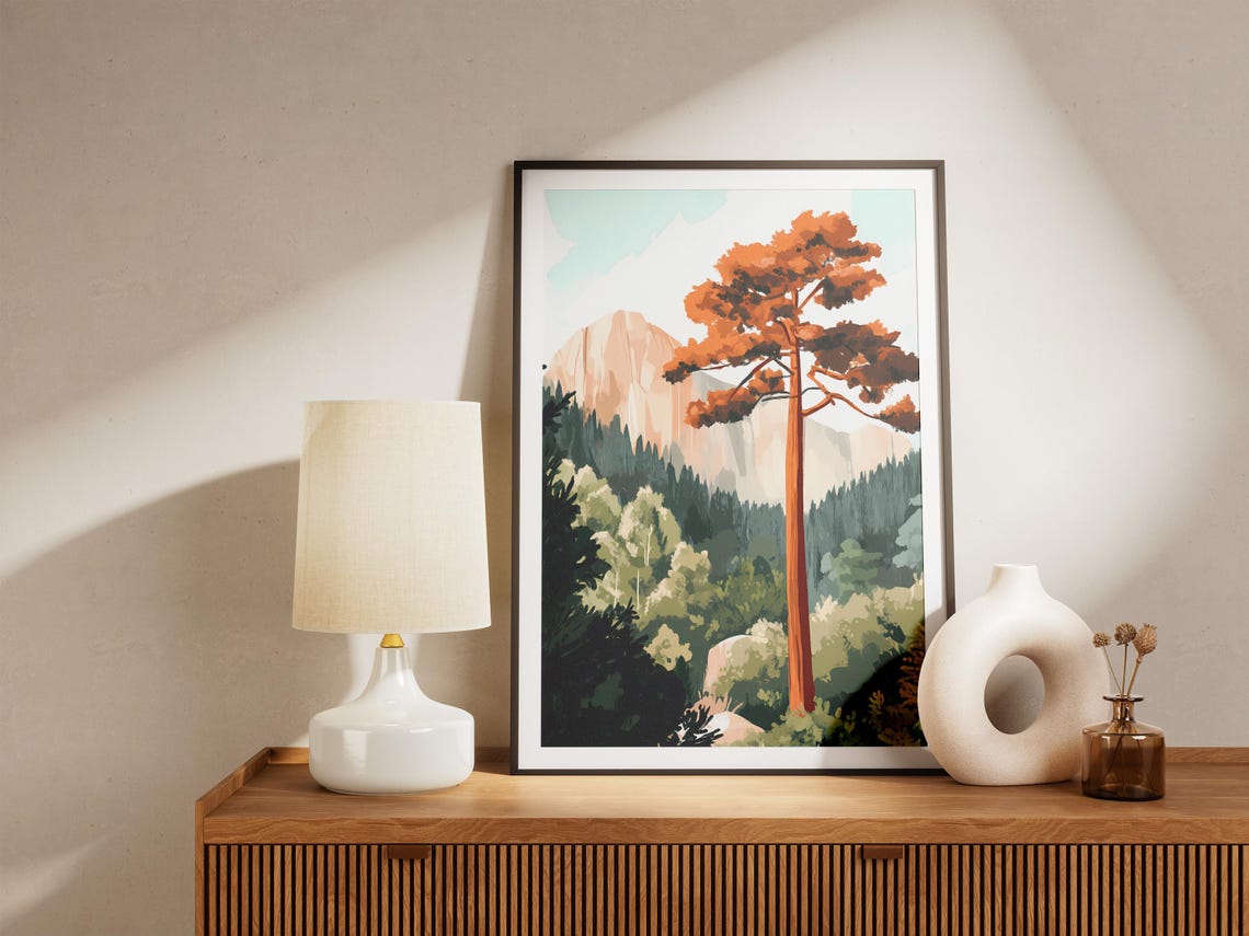 Tall Rust-Orange Tree Before Granite Mountain Peak Forest Poster - Image 5