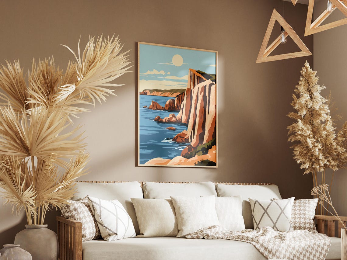 Valdes Peninsula Argentina Red Cliffs Sea Stacks White Sun Poster - Image 3