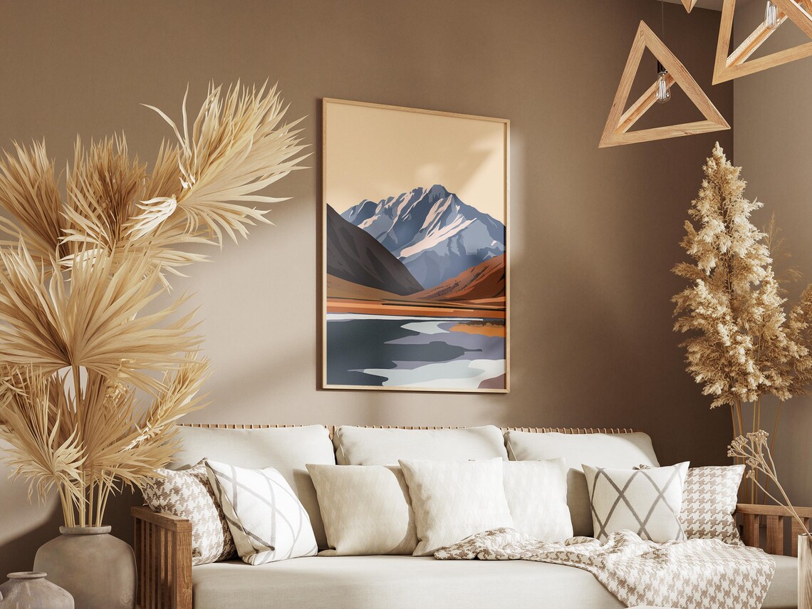 Pamir Mountains Tajikistan Snowy Peak Valley Landscape Poster - Image 3