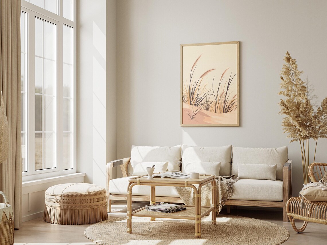 Beige Dune Grass On Cream Sand Dunes Minimalist Botanical Poster - Image 4
