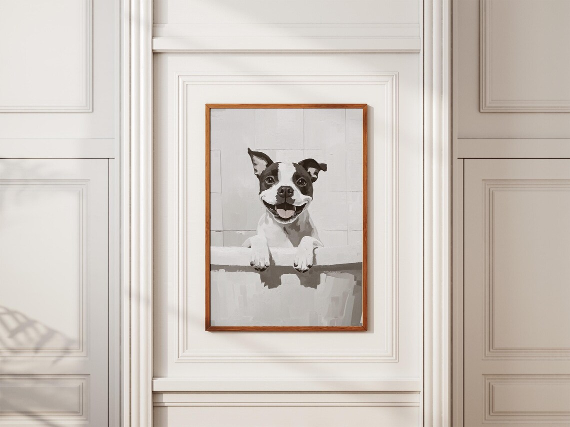 Joyful Cute Happy Smiling Puppy Bubble Bath Minimalist Dog Poster - Image 2