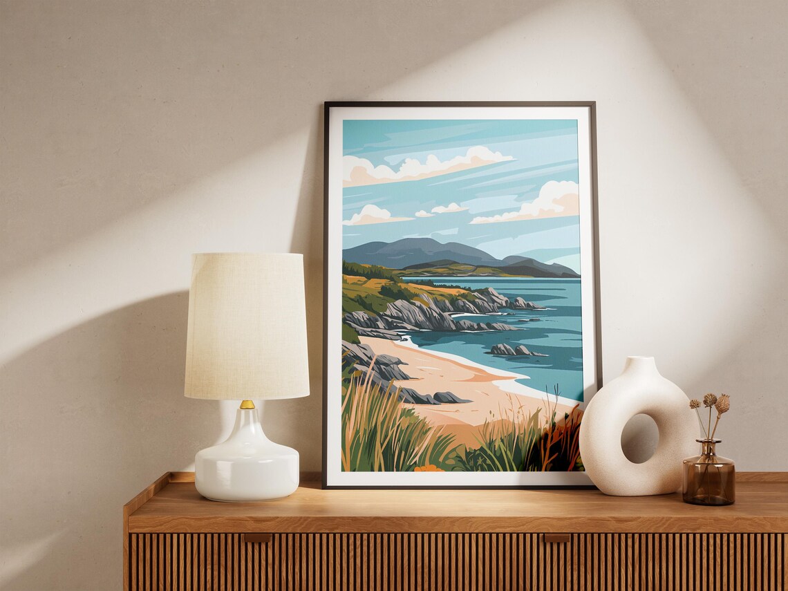 Ring Of Kerry Ireland Landscape Poster Coastal Beach Irish Sea Nature Art Print Travel Poster Irish Landscape Illustration - Image 5