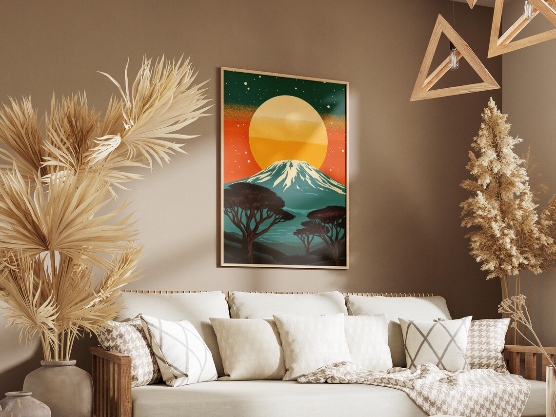 Mount Kilimanjaro Sunset African Savanna Acacia Tree Travel Poster - Image 3