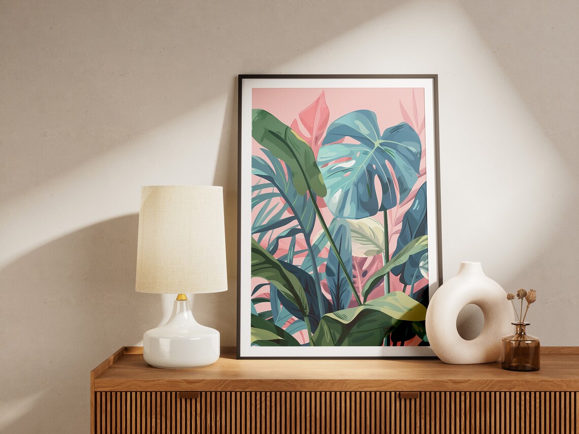 Tropical Leaves Minimalist Boho Art Print - Image 2