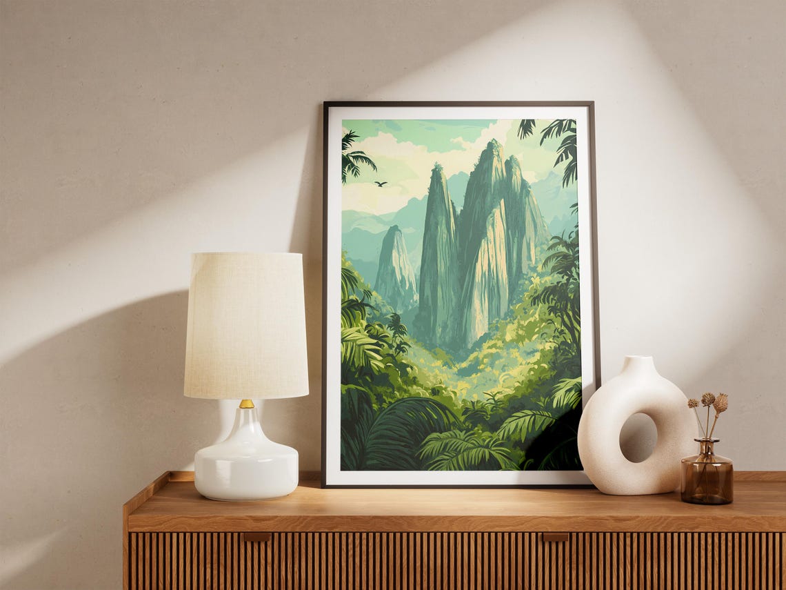 Limestone Pinnacles Lush Jungle Mist Tropical Landscape Poster - Image 5