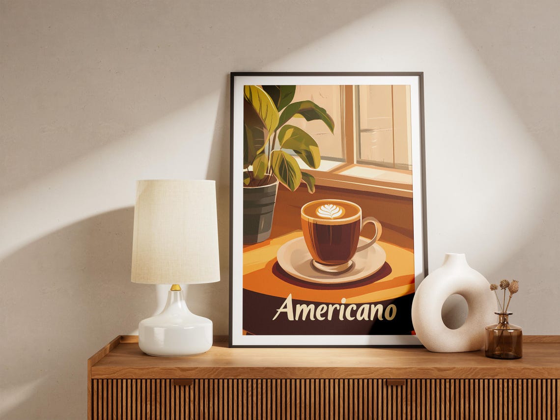 Americano Latte Art Cup Sunny Window Warm Cafe Morning Poster - Image 5