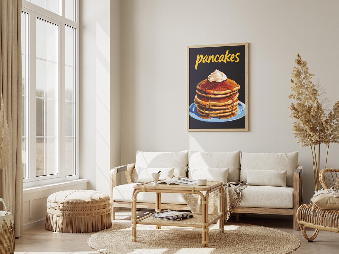Buttermilk Pancakes With Syrup and Whipped Cream Retro Food Poster - Image 4
