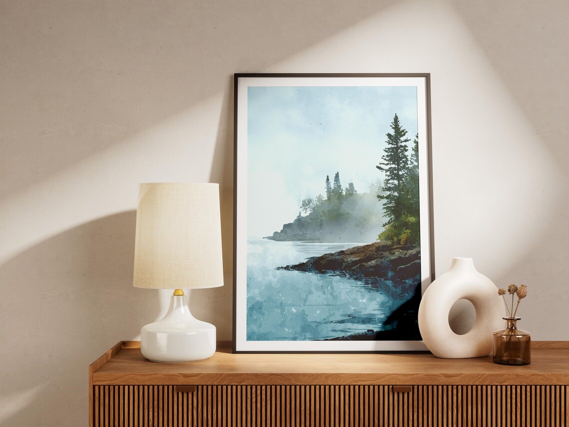Isle Royale National Park Misty Lake Michigan Shoreline Poster - Image 4