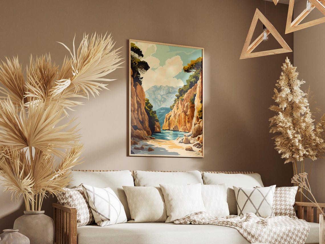 Mediterranean Coastal Gorge Cliffs and Turquoise Seascape Poster - Image 3