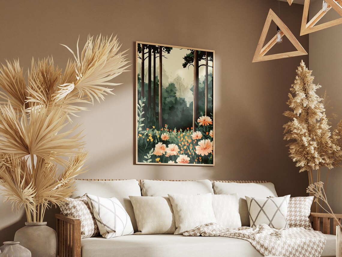 Pine Forest Clearing Full Of Blooming Wildflowers Landscape Poster - Image 3