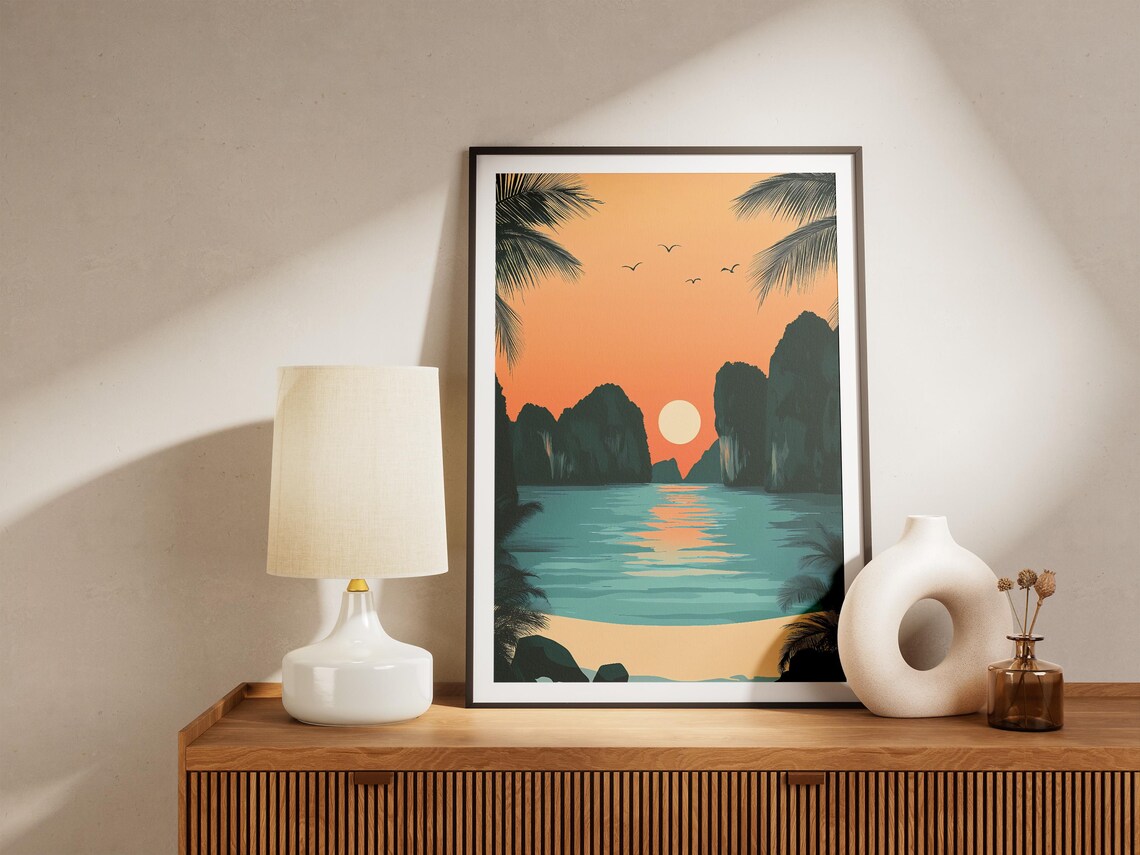 Phang Nga Bay Thailand Sunset Limestone Cliffs Seascape Poster - Image 5