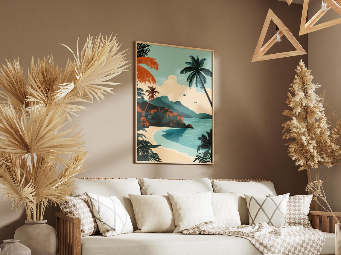 Raja Ampat Islands Tropical Beach with Palm Trees Travel Poster - Image 3