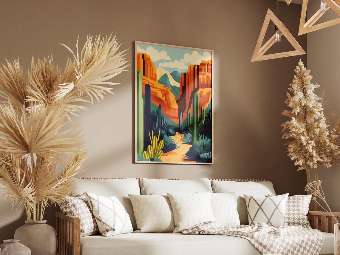 Copper Canyon Mexico Desert Cactus Canyon Cliffs Landscape Poster - Image 3