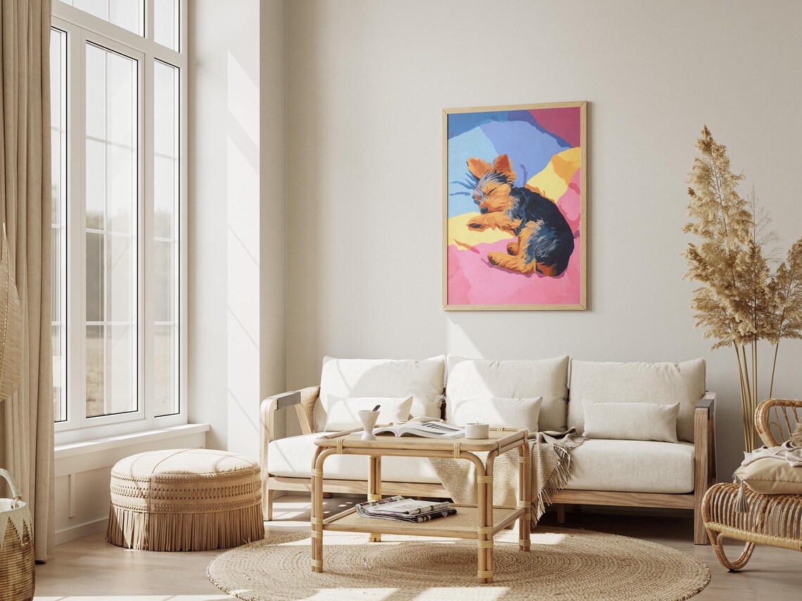 Sleeping Yorkshire Terrier Puppy Bold Pop Art Color Block Poster - Image 3