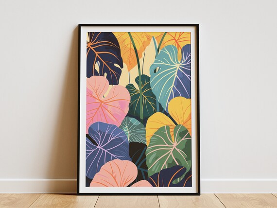 Tropical Leaf Art Print Minimalist Boho Wall Decor Abstract Jungle Poster Home Decor