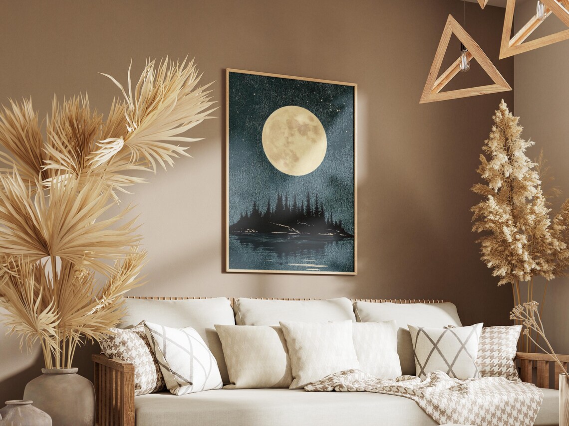 Isle Royale National Park Michigan Moonlit Lake Vintage Poster - Image 3