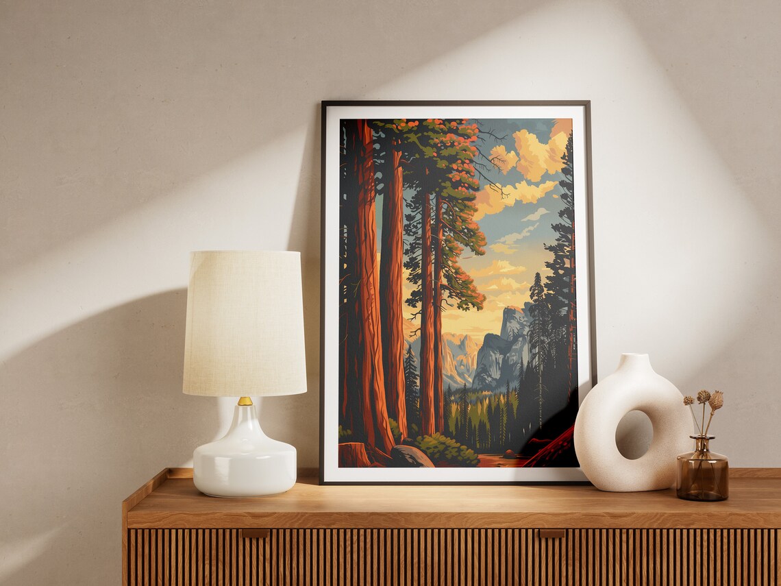Sequoia National Park Giant Sequoia Mountain View Vintage Travel Poster - Image 2