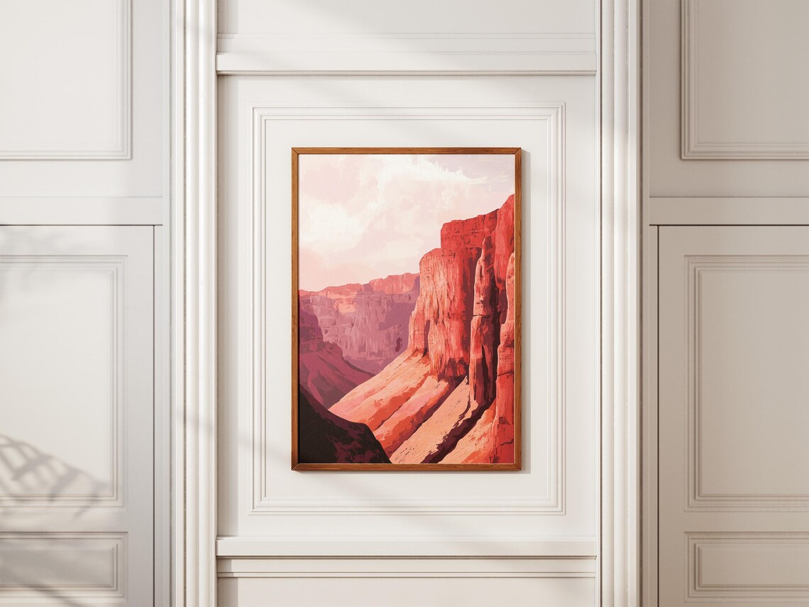 Red Rock Canyon Walls Glowing In Soft Pink Light Desert Poster - Image 2