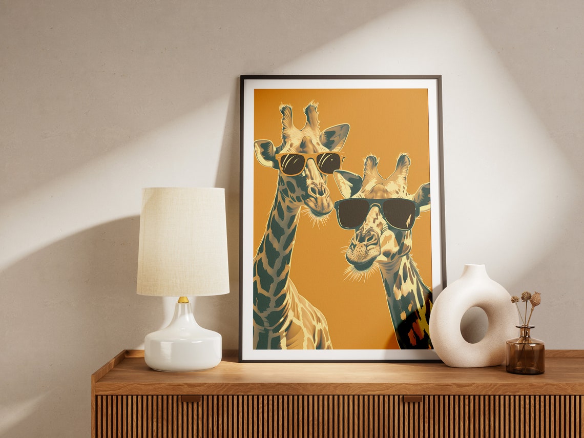 Cool Giraffe Poster Animal Print Art Illustration Modern Home Decor Wall Art Print - Image 2