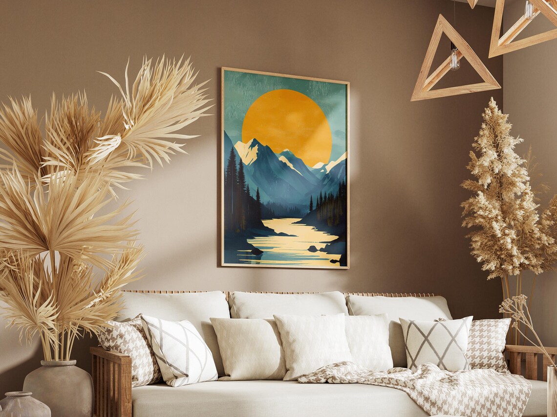 Nahanni National Park Canada Mountain Lake Golden Sunset Travel Poster - Image 3