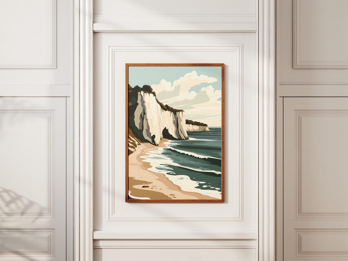 White Cliffs Beach Poster Coastal Chalk Rocks Ocean Wall Decor Gift - Image 2