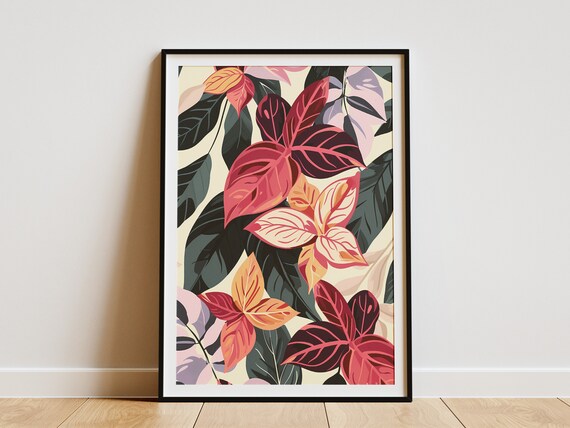 Tropical Leaves Print Boho Wall Art Minimalist Poster Modern Botanical Art Abstract Plant Print Home Decor