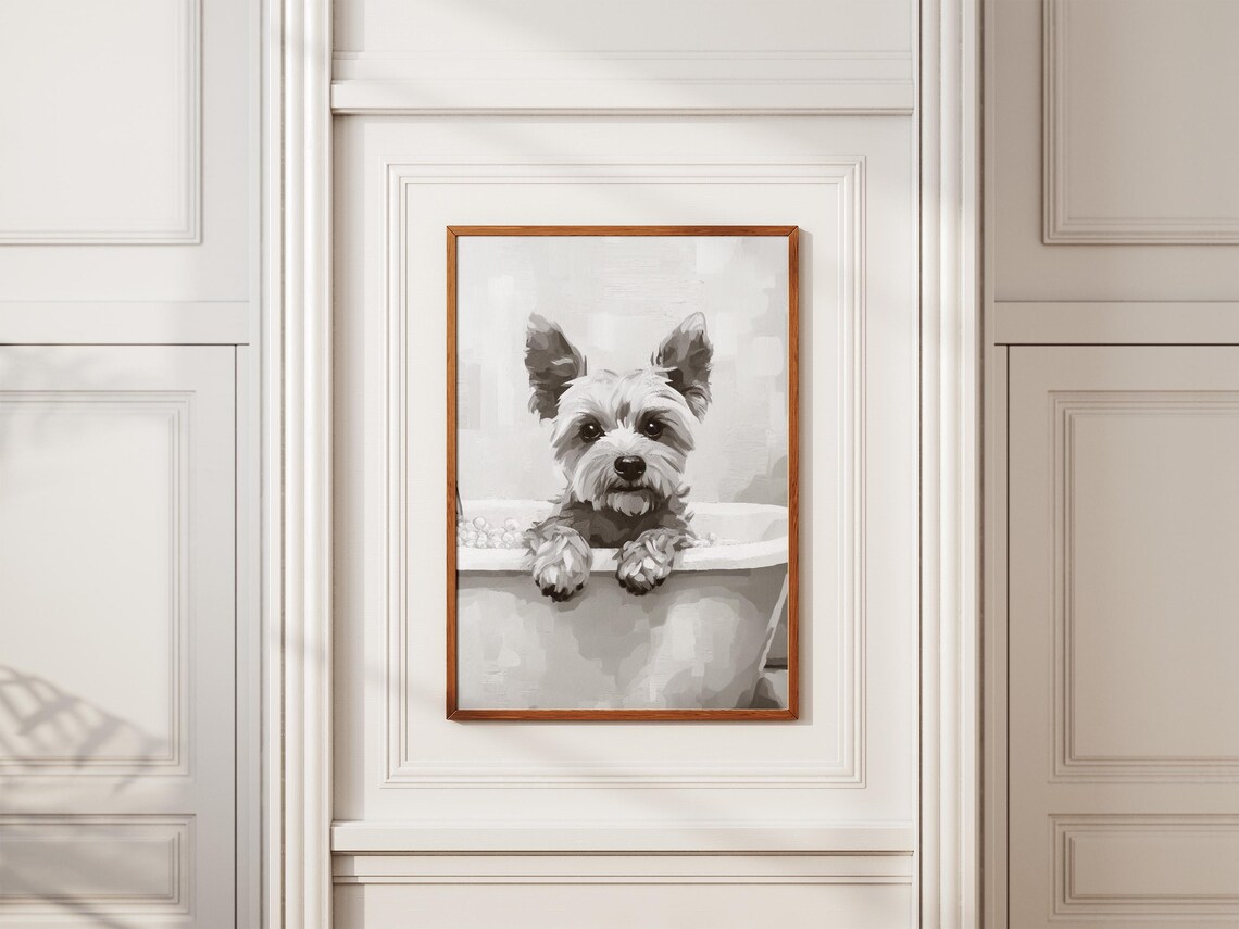 Yorkshire Terrier Puppy Cute Bubble Bath Minimalist Dog Poster - Image 2