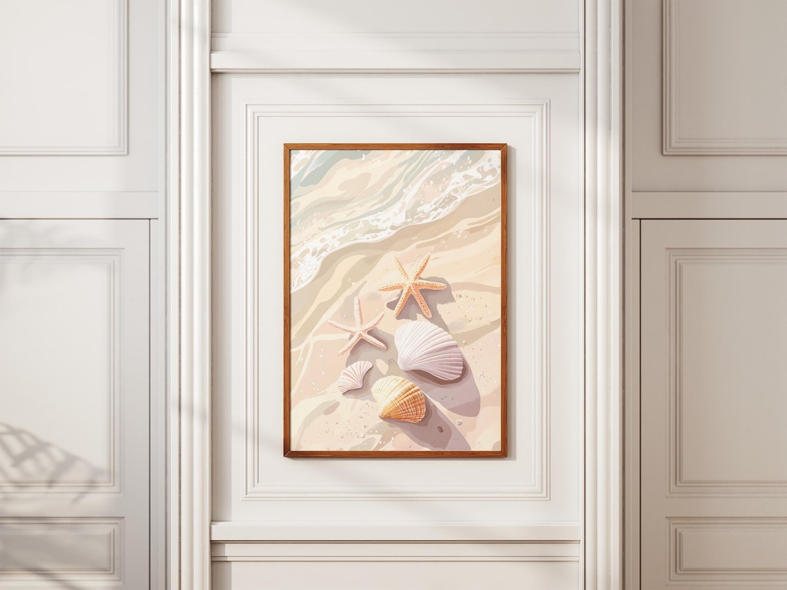 Seashell Starfish Beach Coastal Summer Ocean Sandy Shore Poster - Image 2