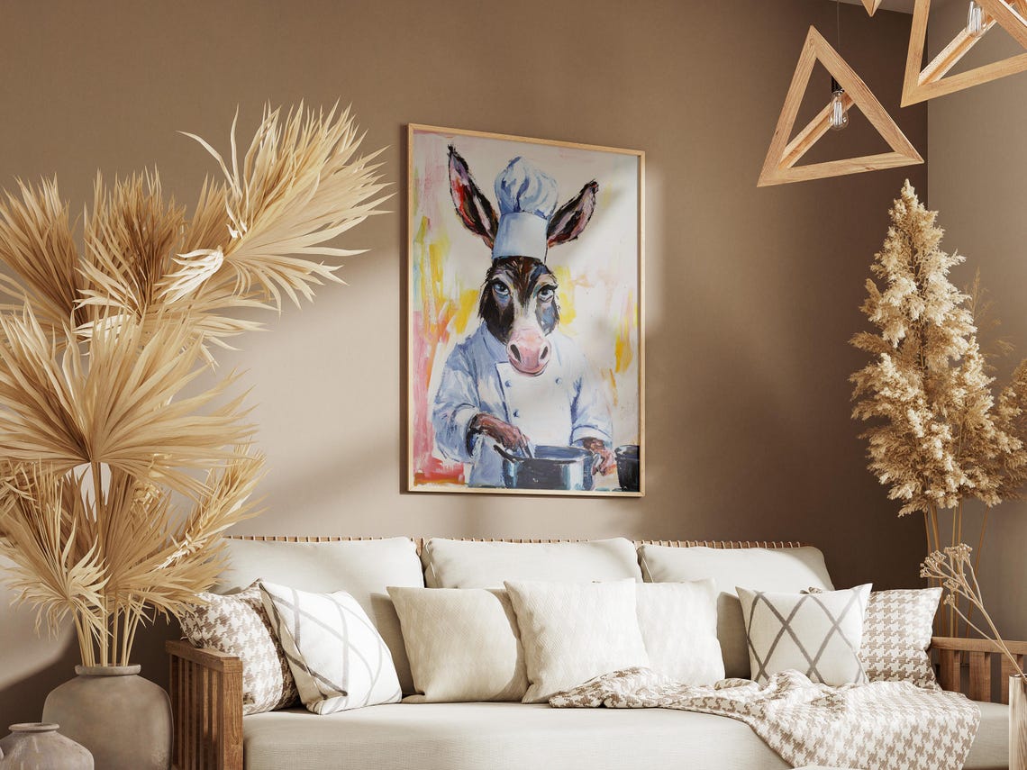Donkey Chef Art Print Funny Kitchen Poster Animal Illustration Quirky Home Decor Gift - Image 3