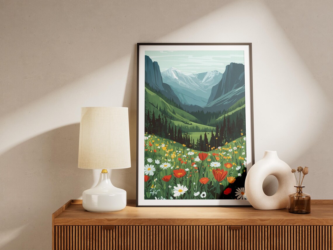 Valley Of Flowers Himalayan Wildflower Meadow Landscape Poster - Image 4