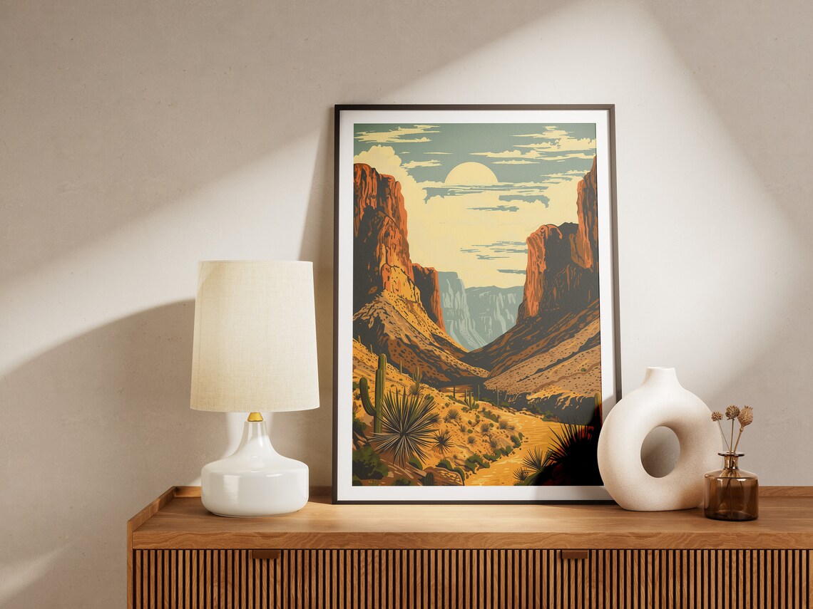 Big Bend National Park Desert Canyon Sunrise Golden Travel Poster - Image 2