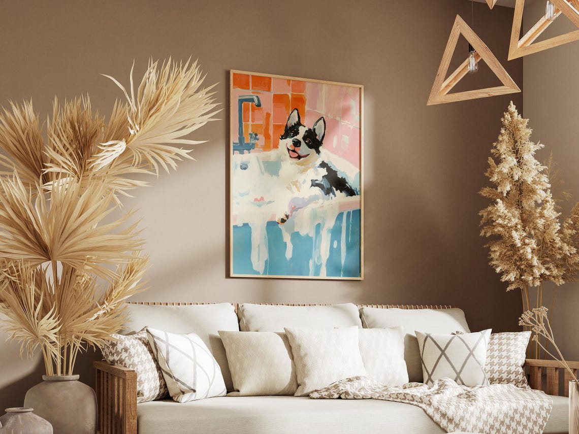 Black And White Puppy In Bubble Bath Cute Funny Bathroom Dog Poster - Image 3