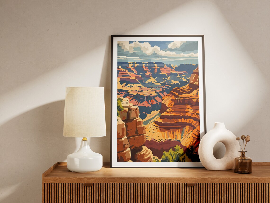 Arizona Grand Canyon Golden Sunset Vista Red Rock Strata Poster - Image 2