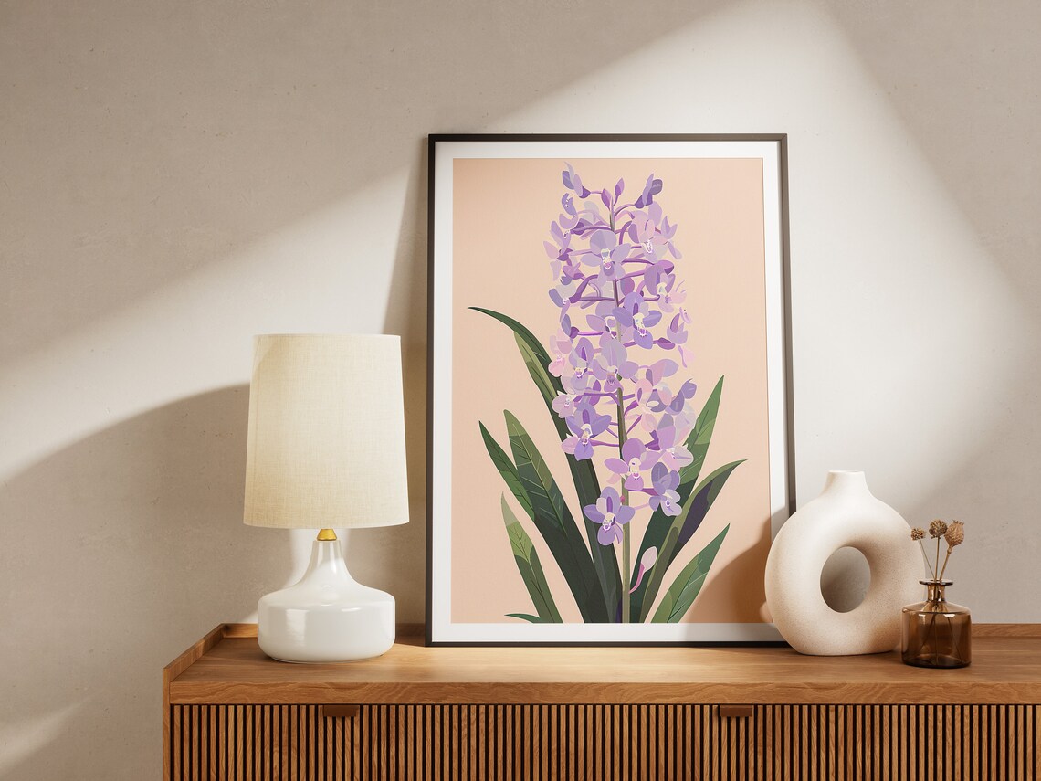 Purple Orchid Flower Botanical Elegant Floral Illustration Poster - Image 2