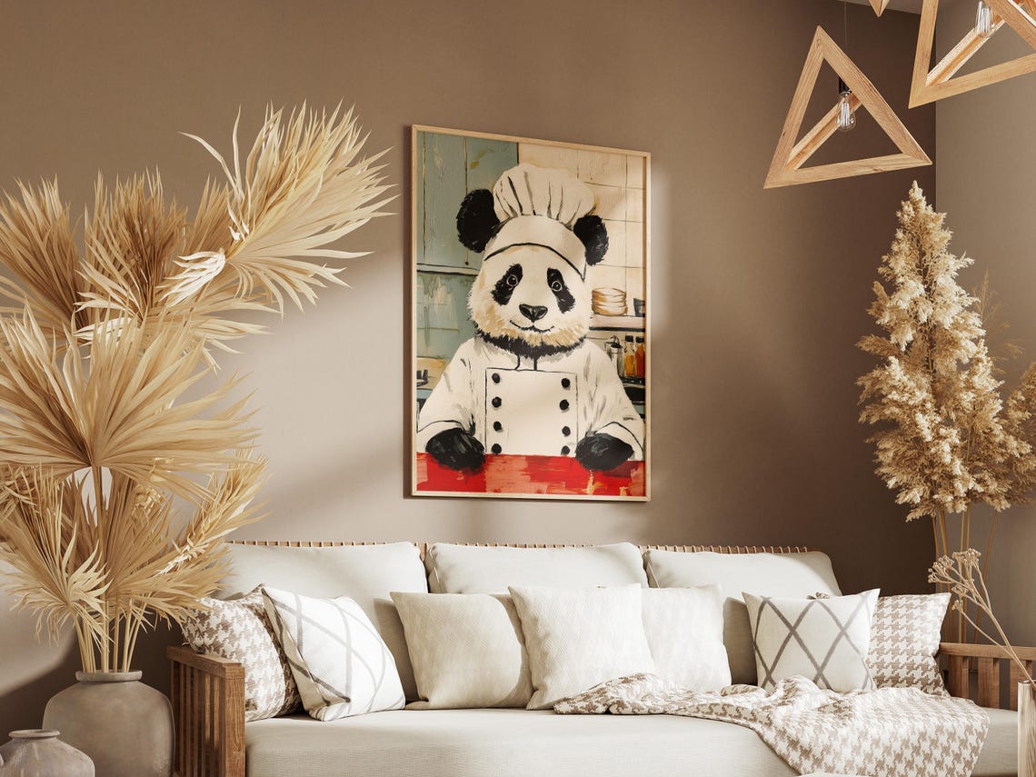 Panda Chef Art Print In Kitchen Poster Animal For - Image 3