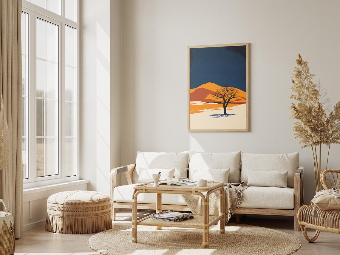 Namibian Desert Lone Tree with Orange Dunes and Blue Sky Poster - Image 4