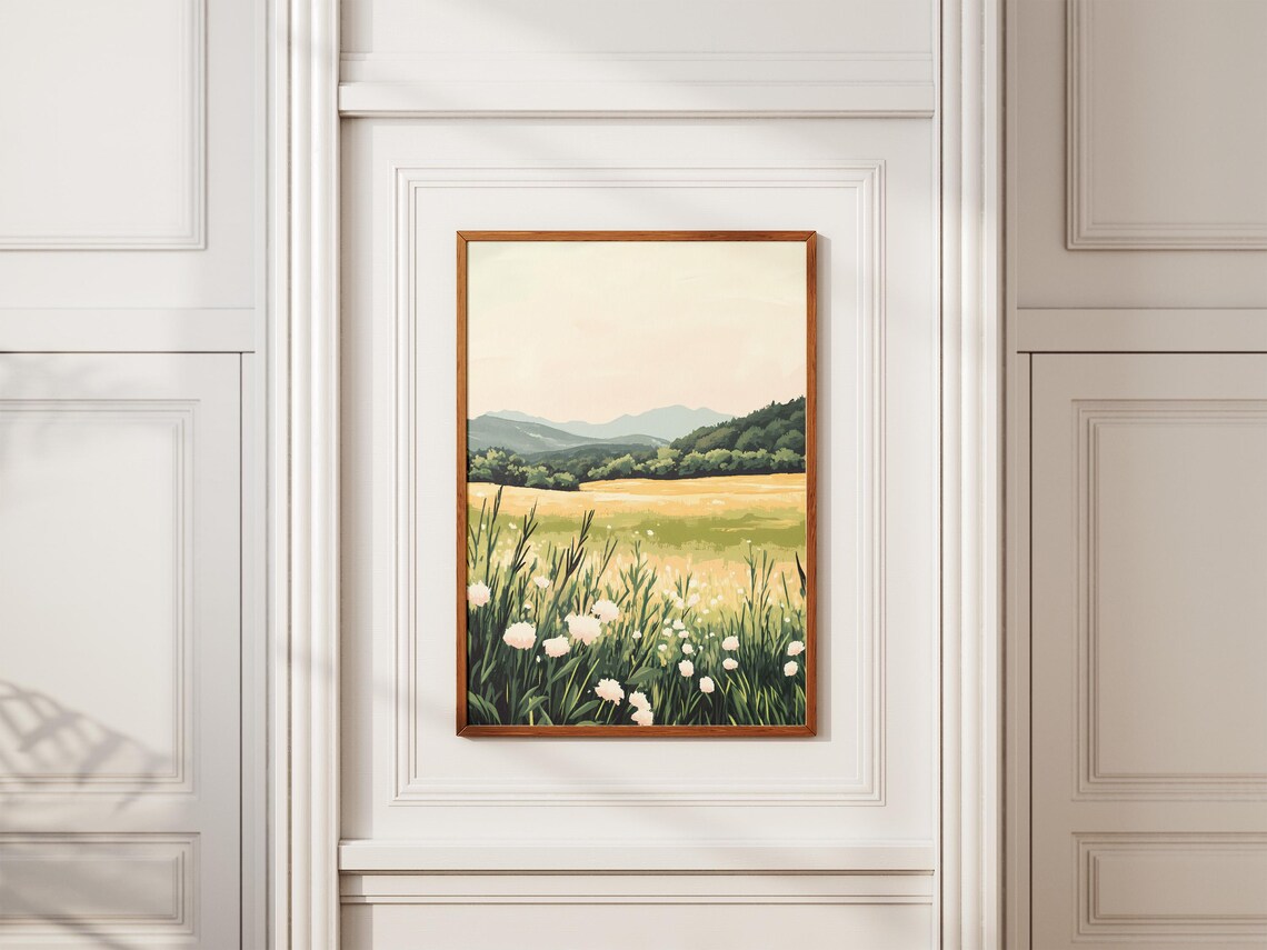 Wildflower Meadow Leading to a Golden Field Mountain Vista Poster - Image 2