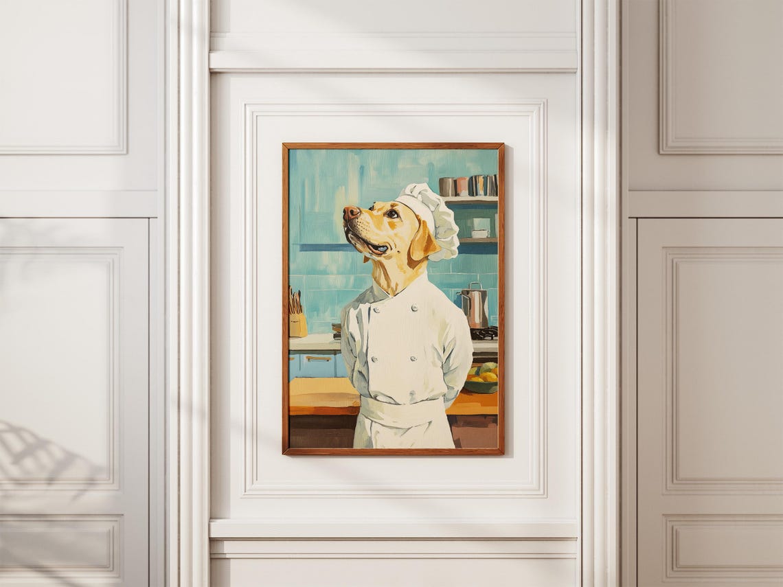 Dog Chef Art Print Kitchen Decor Labrador Retriever Poster Canine Cooking Funny Lover Gift - Image 2