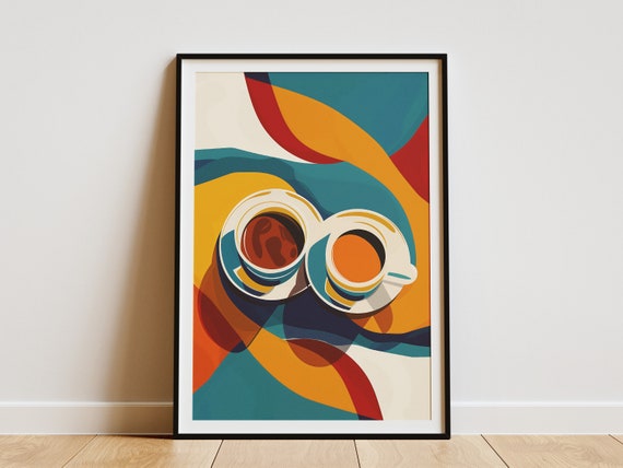 Abstract Coffee Print Minimalist Art Poster Mid Century Modern Wall Decor Art Print
