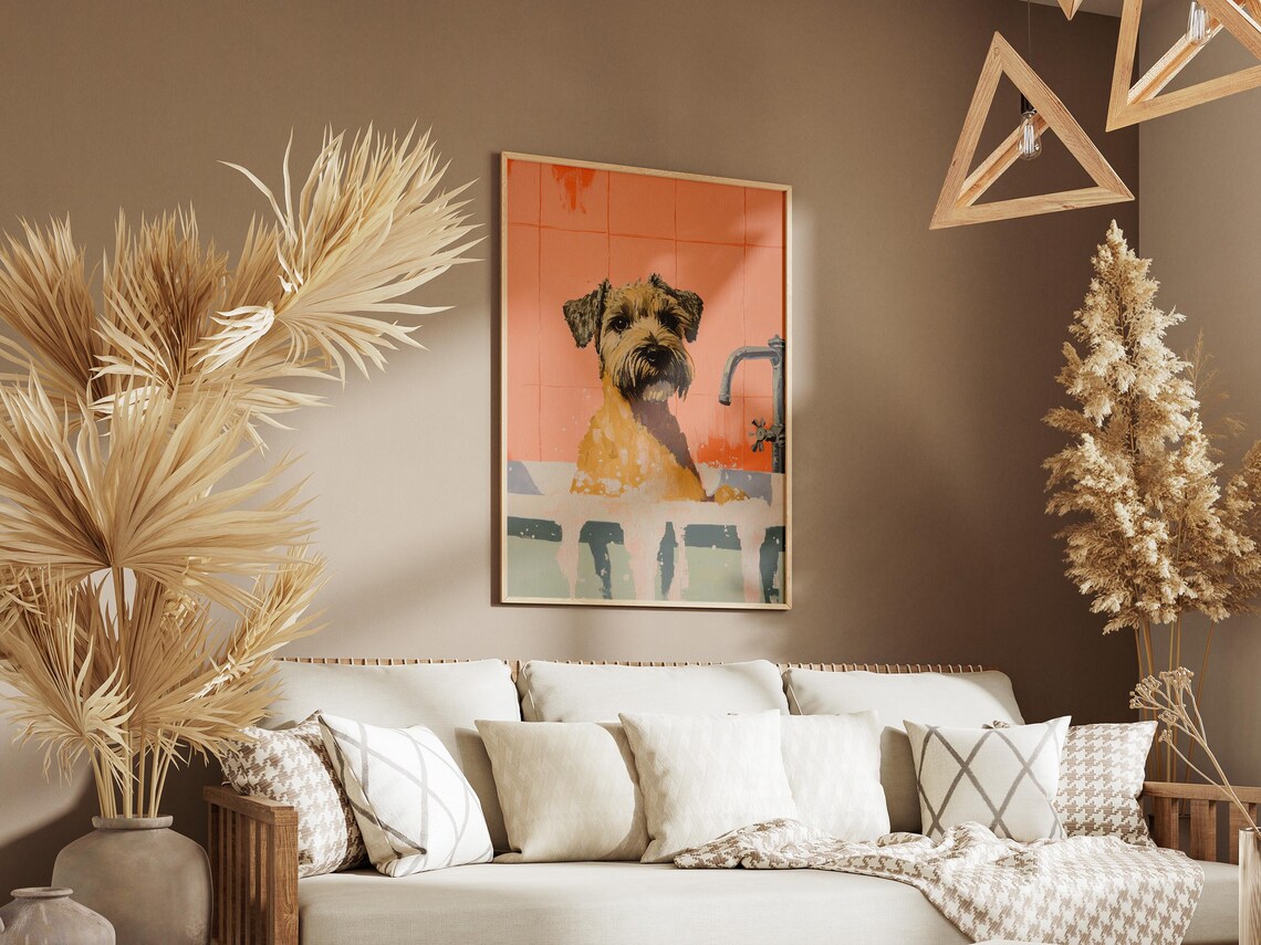 Wheaten Terrier Bath Time, Funny Dog Art Print - Image 3