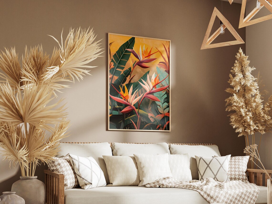 Bird Of Paradise Exotic Tropical Flowers Bold Botanical Poster - Image 3