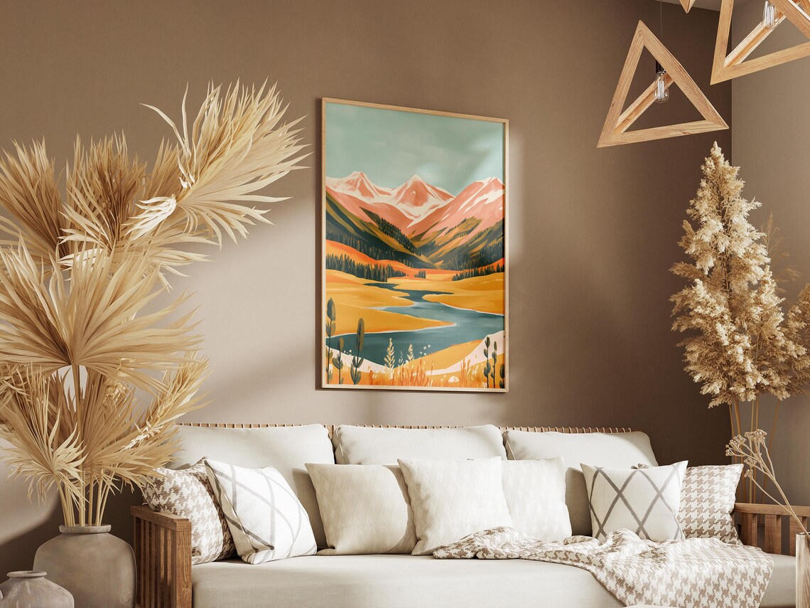 Autumn Mountain Valley With Winding River Scenic Landscape Poster - Image 3