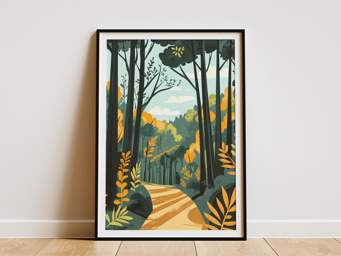 Madeira Portugal Laurel Forest Golden Path Tall Trees Poster