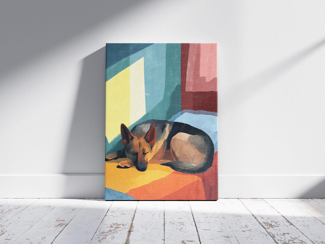 German Shepherd Dog Sleeping, Matisse-Style Art Print - Image 2